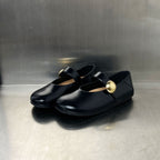 Women's Ballet Flats with Elegant Strap and Gold Buckle