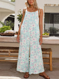 Women's Airy Summer Jumpsuit with Floral Print and Adjustable Straps