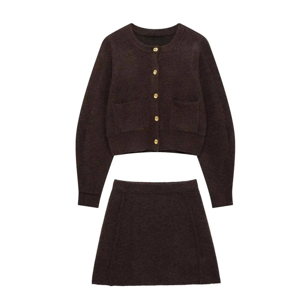 Elegant High-Waisted Knit Mini Skirt with Side Seams