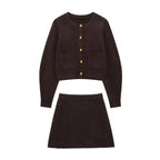Elegant High-Waisted Knit Mini Skirt with Side Seams
