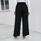 Women's Elegant Palazzo Trousers with High Waist and Tie Belt