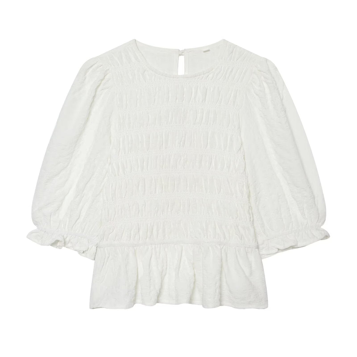 Women's Blouse with Ruffles and Balloon Sleeves
