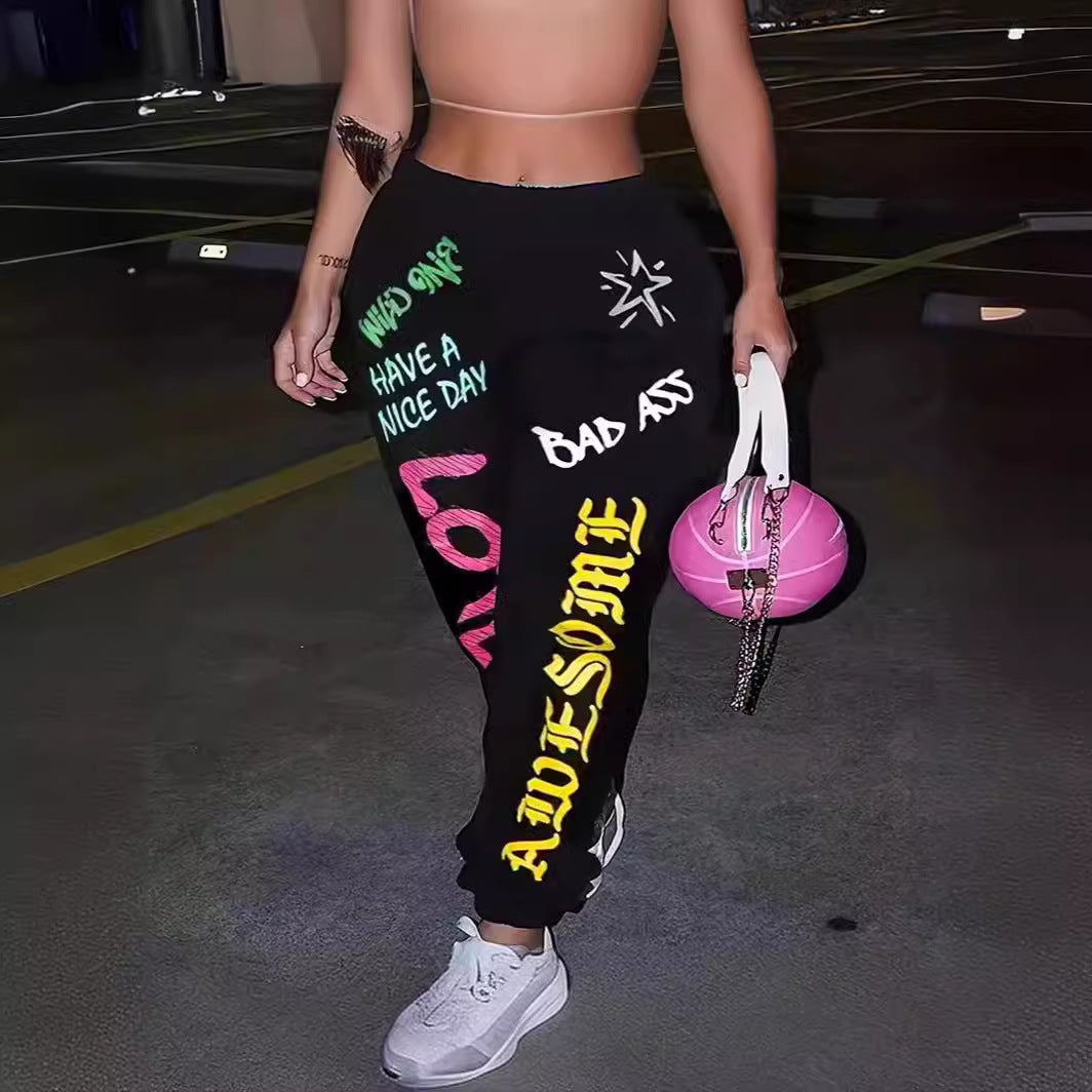 Women's Graphic Lounge Pants with Elastic Waist