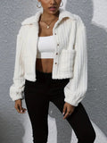 Women's Fluffy Couture-Style Overshirt with Pockets