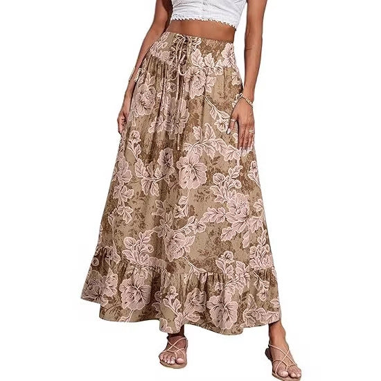 Women's Jumpsuit with Floral Print and Elastic Waist