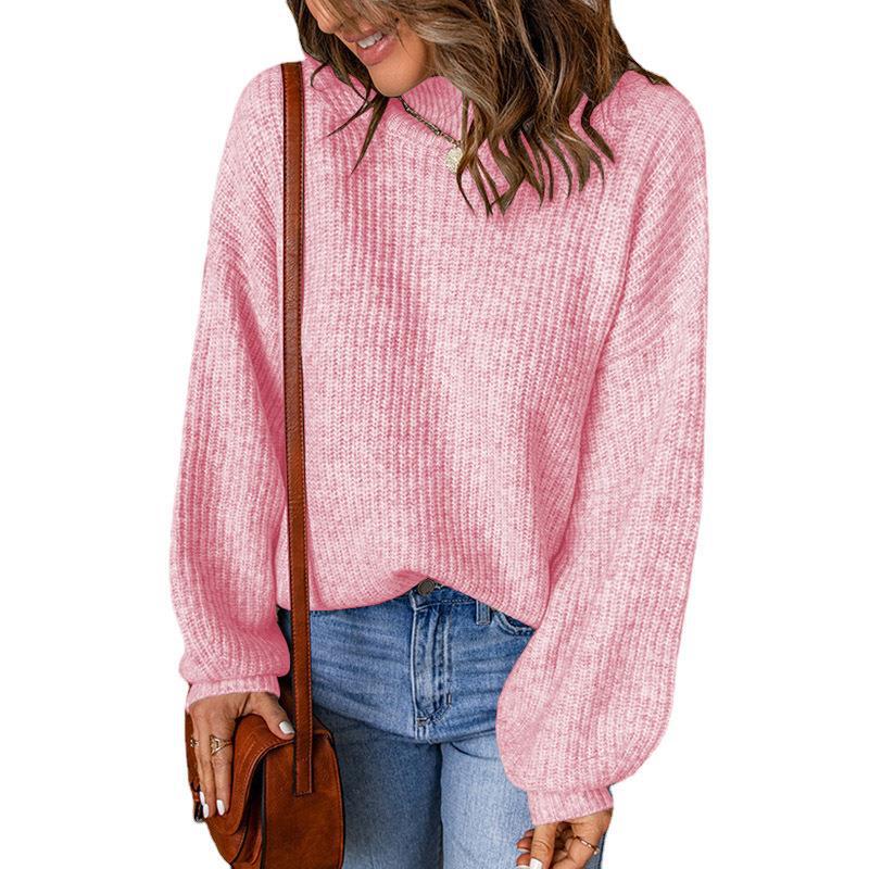Women's Chunky Knit Sweater with Relaxed Fit and Wide Sleeves