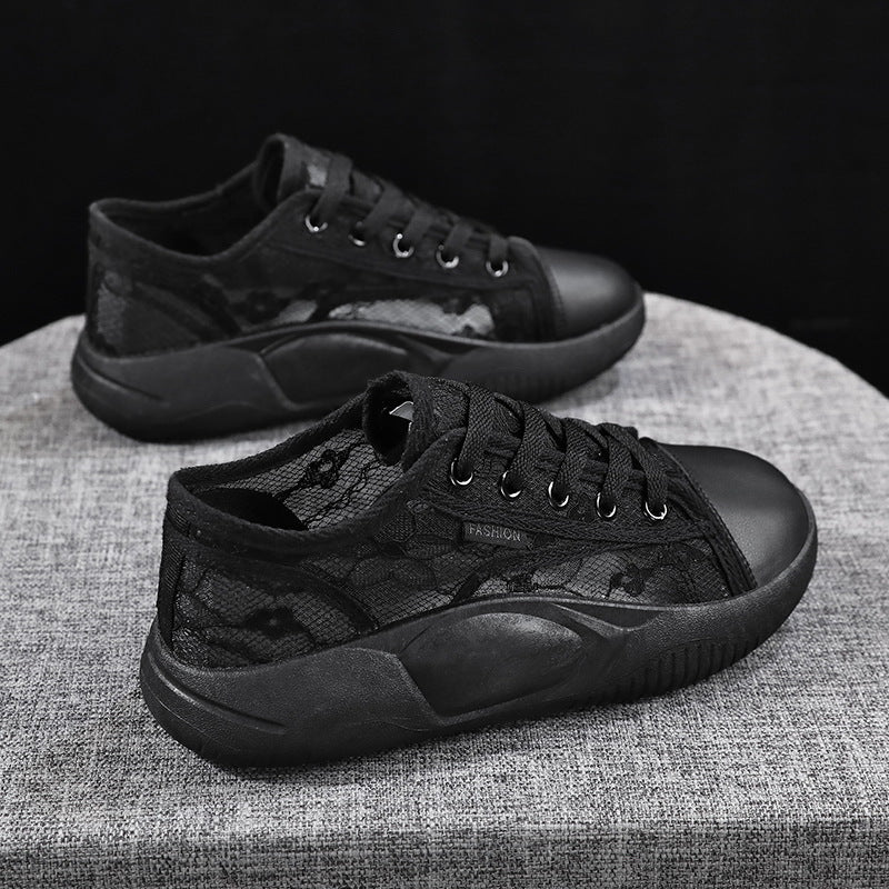 Women's Breathable Casual Sneakers with Floral Design and Flexible Sole