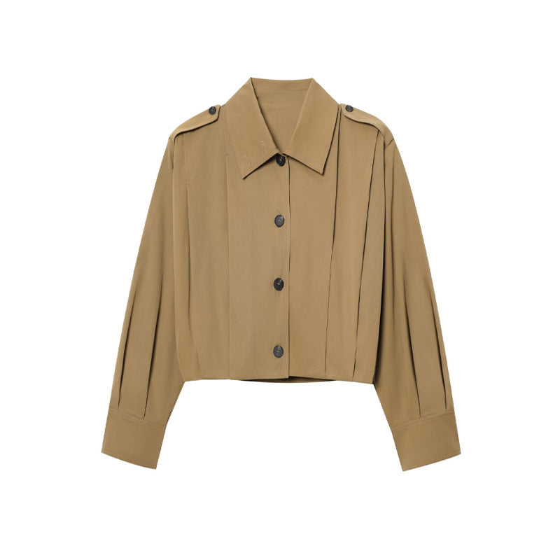 Women's Cropped Jacket with Decorative Button Details and Elegant Cut