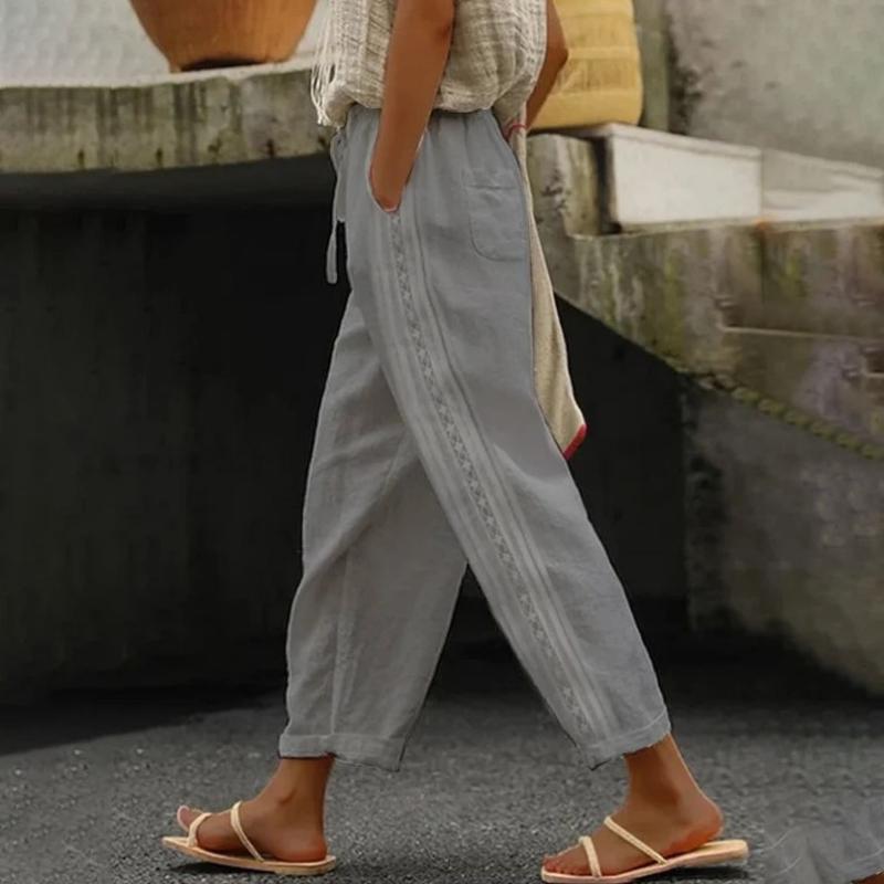 Cotton Casual Straight-Leg Pants