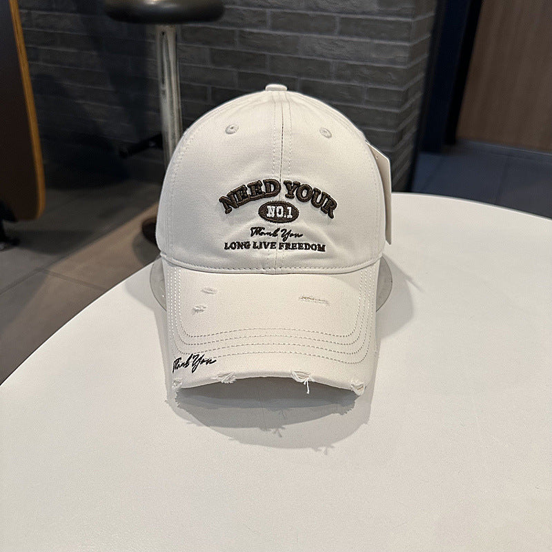 Men's Distressed Cotton Embroidered Baseball Cap