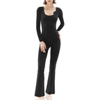 Form-Fitting Long-Sleeve Jumpsuit with Sculptural Details