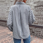 Women's Tie-Front Shirt with Striped Design