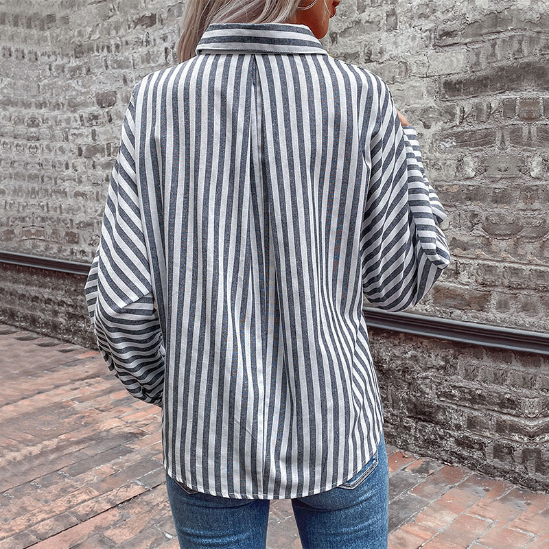 Women's Tie-Front Shirt with Striped Design