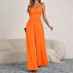 Women's Jumpsuit with Button-Up Top and Wide Leg