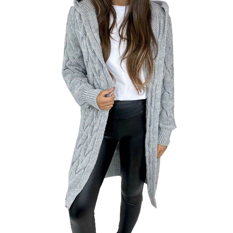 Women's Long Cable Knit Coat