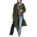 Women's Long Knit Coat with Casual Fit and Ribbed Design