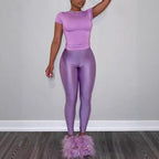 Women's Form-Fitting T-Shirt and Leggings Set