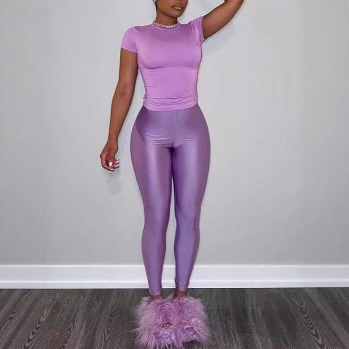 Women's Form-Fitting T-Shirt and Leggings Set