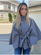 Women's Modern Cape with Waist Belt