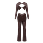 Elegant Crop Top and Wide-Leg Trouser Set