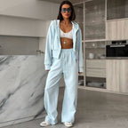Cropped Hoodie and Wide-Leg Jogger Set