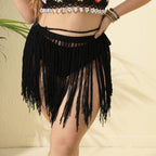 Women's Trendy Crochet Mini Skirt with Fringe