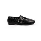 Women's Ballet Flats with Floral Cut-Outs and Adjustable Strap