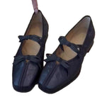 Women's Ballet Flats with Bow Detail and Leather Upper