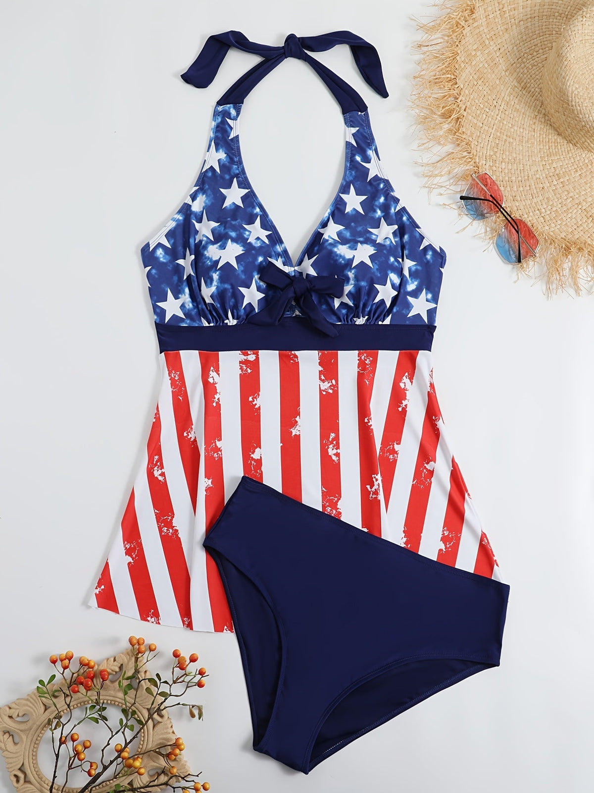 Women's Swimsuit with Fashionable Star and Stripe Pattern