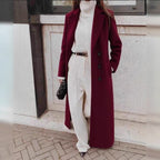 Elegant Women's Double-Breasted Coat with Deep Pockets