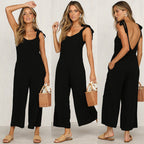 Casual Jumpsuit with Adjustable Straps and Wide Leg