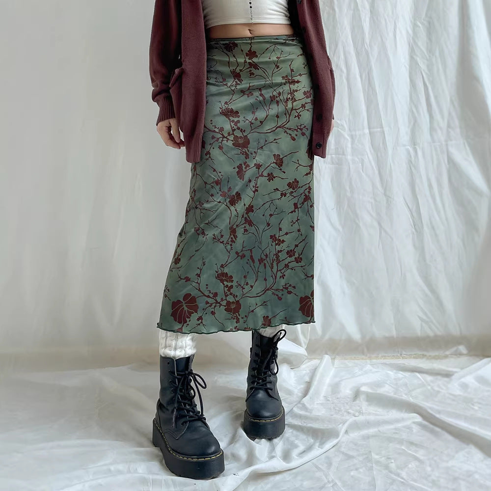 Women's Maxi Skirt with Floral Print and Elegant Cut