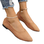 Women's V-Neck Suede-Look Ballet Flats