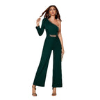 Women's Elegant One-Shoulder Jumpsuit with Link Belt