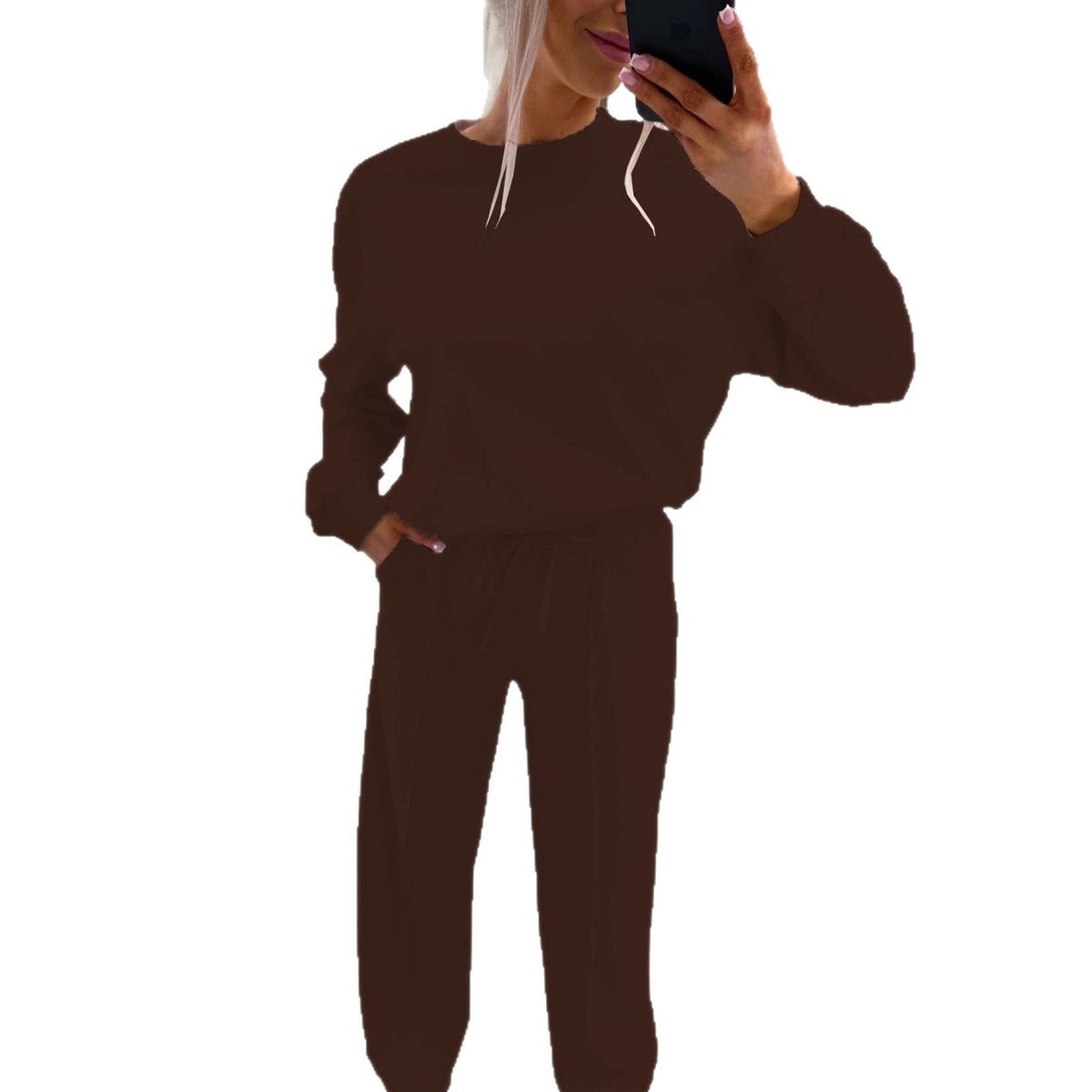 Women's Casual Loungewear Set with Oversize Batwing Sweater and Wide Jersey Pants
