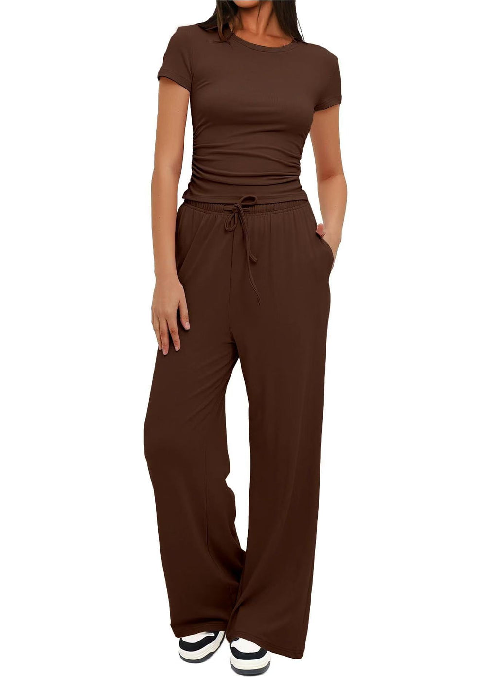 Women's Comfortable Leisure Set with Elastic Waist and Cozy Top