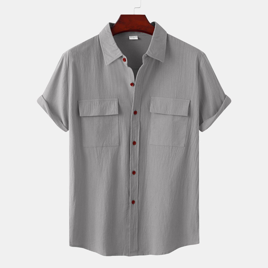 Women's Short-Sleeve Shirt with Practical Chest Pockets and Casual Structure