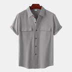 Women's Short-Sleeve Shirt with Practical Chest Pockets and Casual Structure