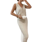 2-Piece Knit Set with Button Details and Floral Design