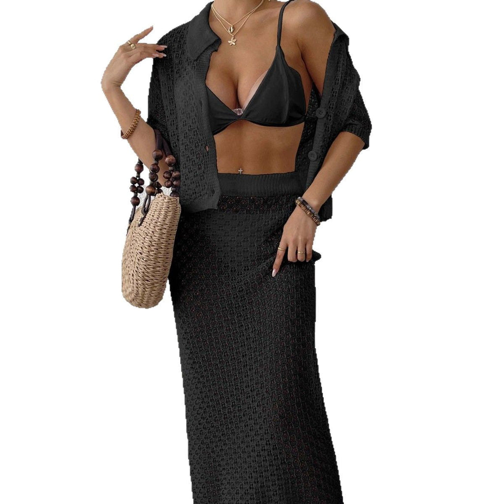 Elegant Women's Crochet Kimono Set