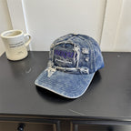 Men's Distressed Denim Graphic Cap