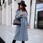Elegant Trench Coat with Belt and Textured Fabric