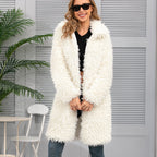 Women's Fluffy Long Coat with Stylish Cut