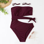Women's Asymmetrical Bandeau Bikini with Animal Print