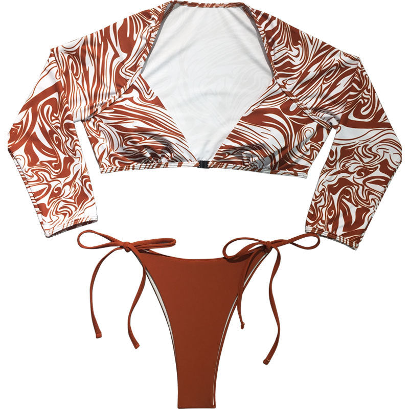 Women's Long-Sleeve Swim Top with Adjustable Closure