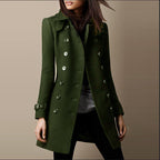 Elegant Transitional Coat with Double-Breasted Button Front