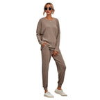 Women's Cozy Lounge Set with Casual Cut and Pockets