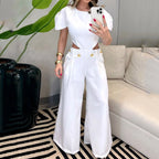 Elegant Wide-Leg Jumpsuit with Cut-Out Design