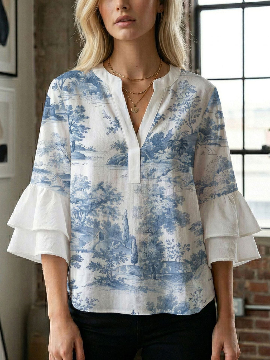 Women's Blouse with Beautiful Floral Design
