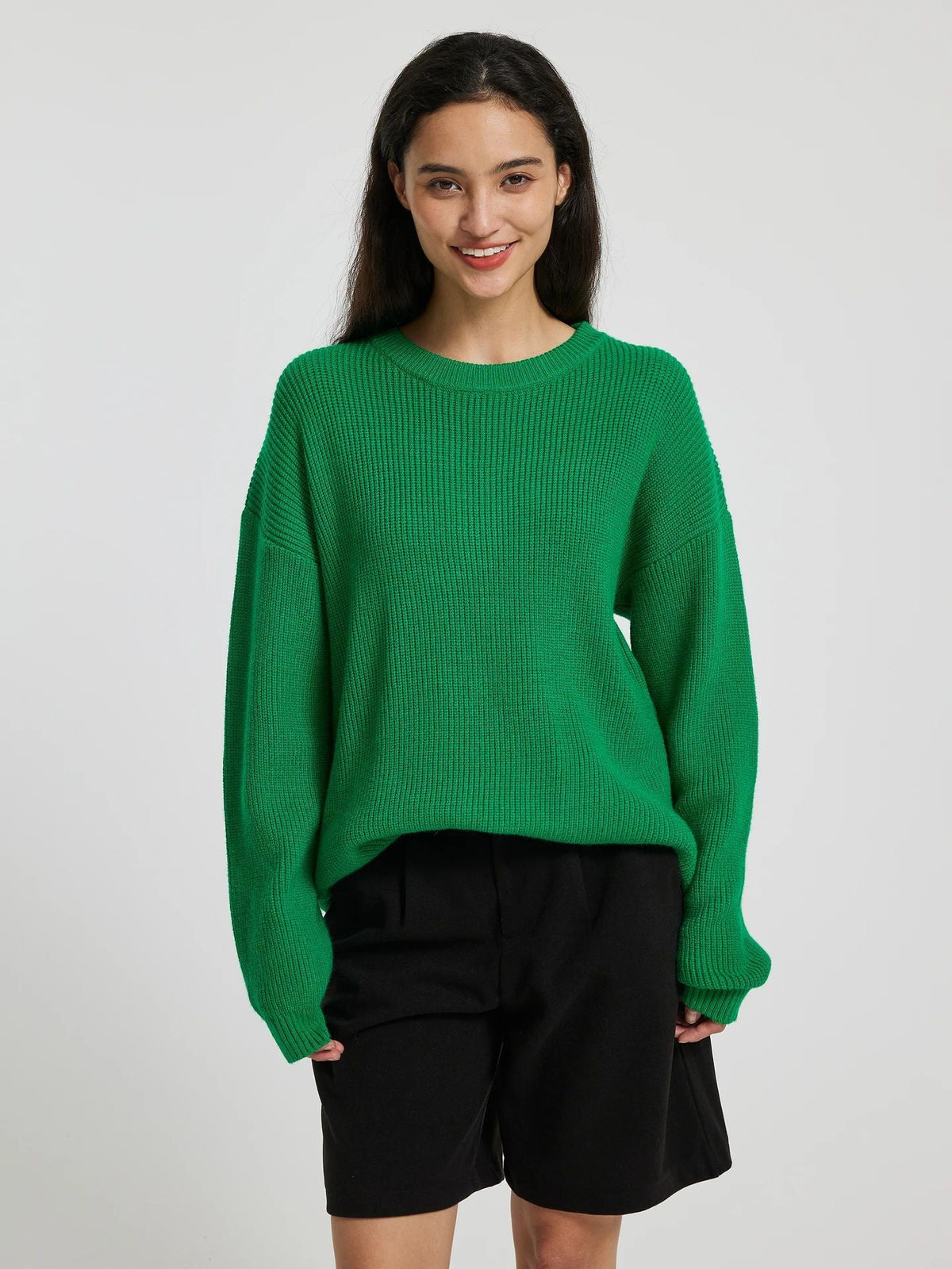 Women's Large, Soft Knit Sweater with Dropped Shoulders